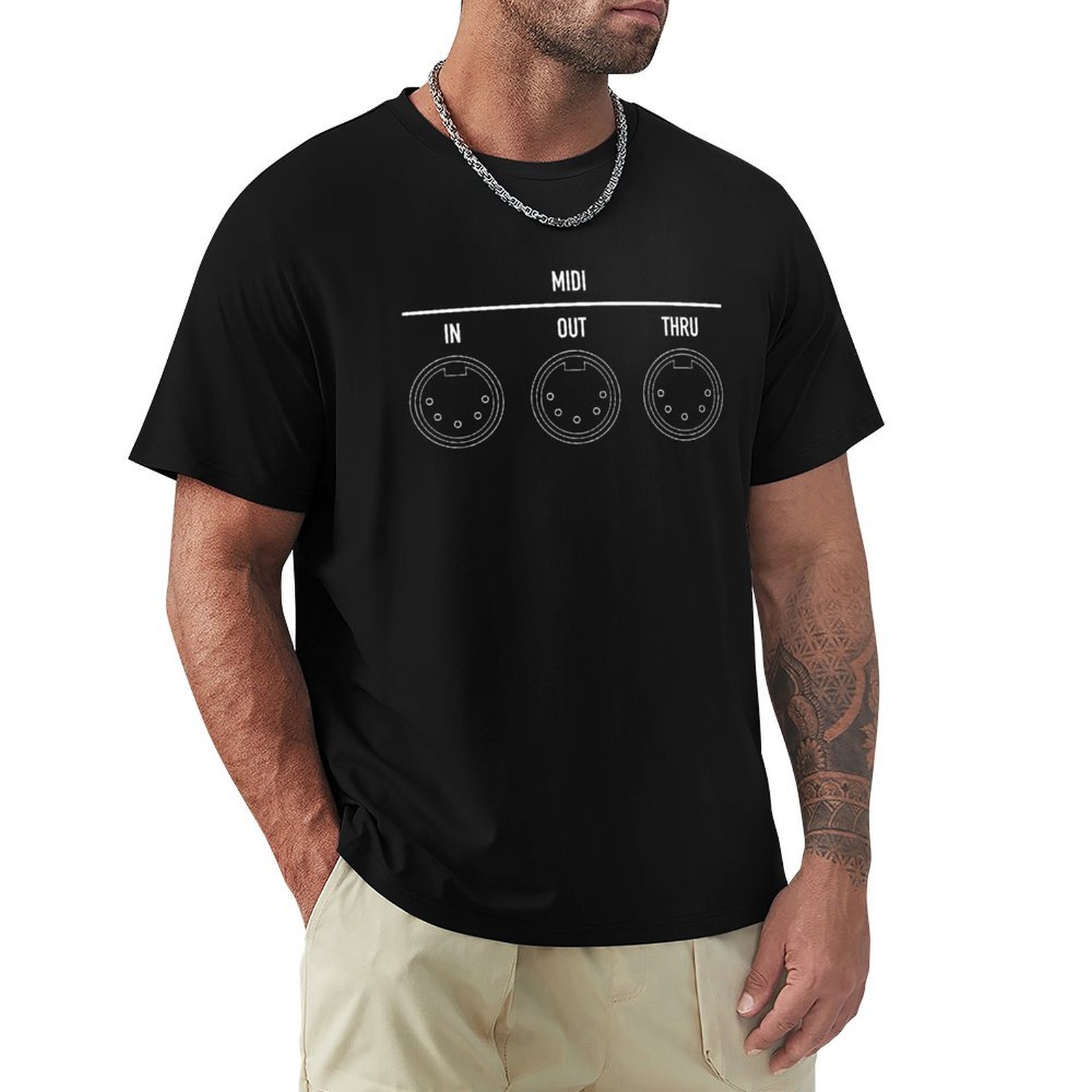 Musical Instrument Digital Interface - เสื้อยืดสีขาวสำหรับผู้ชาย - เสื้อกีฬาระบายอากาศดีไซน์ Musical Interface Digital