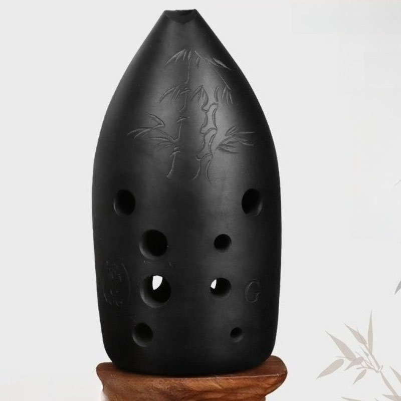 Musical Instrument Ancient - เครื่องดนตรีเสียงซุน โอคาริน่า 10 รู ทำจากเซรามิกดำ งานฝีมือจีนโบราณ