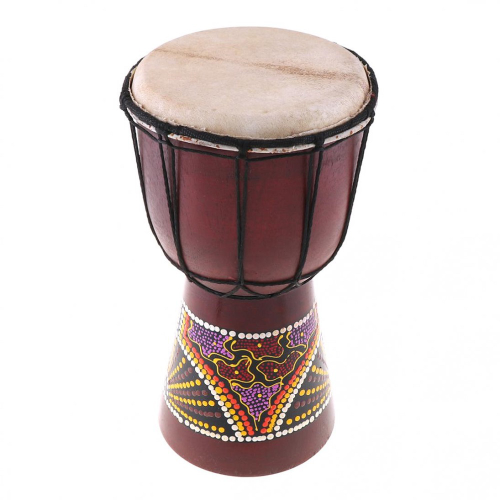 Musical Instrument Djembe - กลอง Djembe แอฟริกัน6นิ้วงานไม้แพะผิวแบบดั้งเดิมเครื่องดนตรีแอฟริกัน