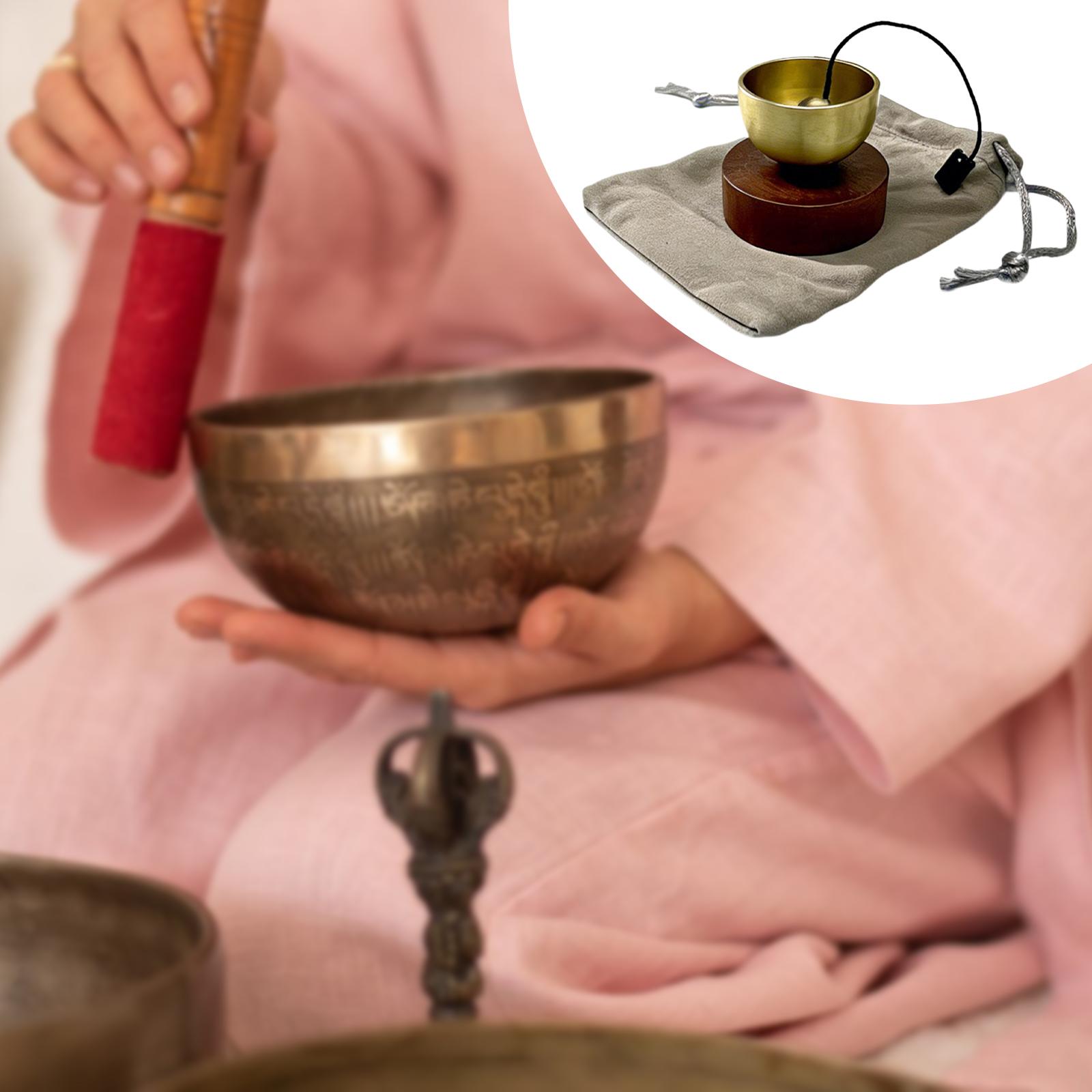 Tibetan Singing Bowl - ชุดมินิพกพา ขนาดกะทัดรัด น้ำหนักเบา ชามเสียงสำหรับทำสมาธิแบบทิเบต เพื่อการผ่อนคลายและฝึกสติ
