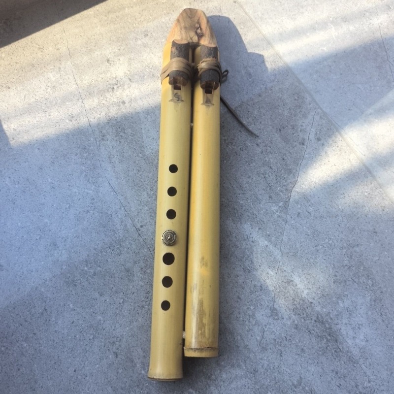 Musical Instrument Indian - ขลุ่ย GA แบบสองท่อ ทำด้วยมือจากอินเดีย ขลุ่ยไม้ไผ่แบบสองท่อ ขลุ่ยแนวตั้งสำหรับมืออาชีพ