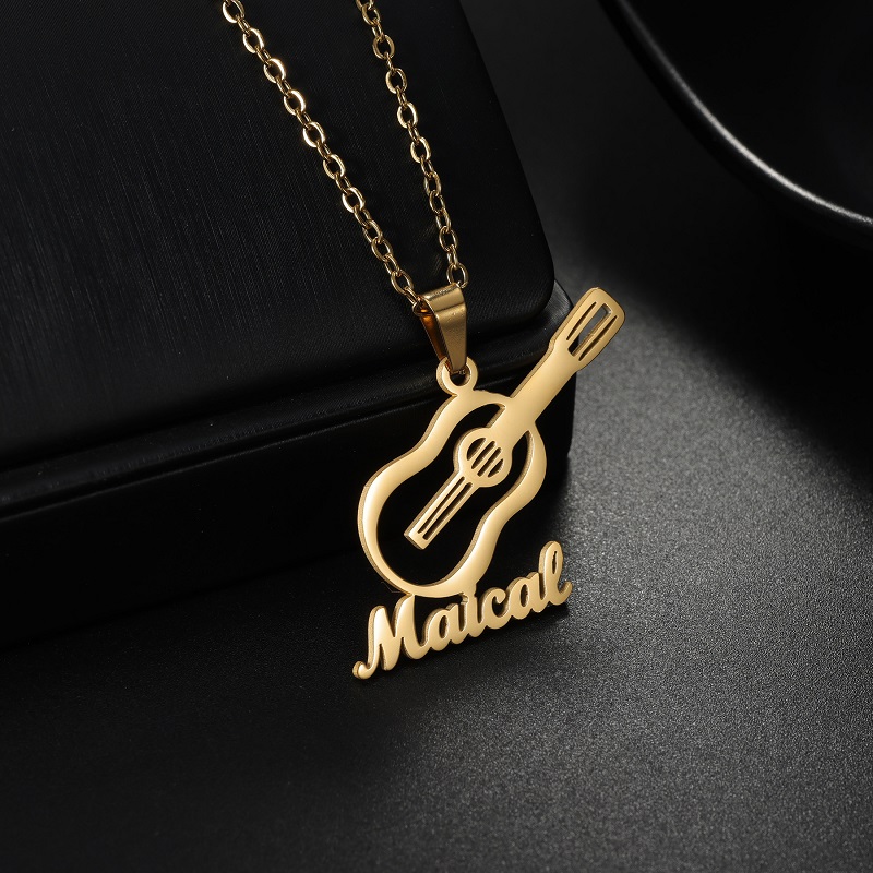 Musical Instrument Name - สร้อยคอจี้เครื่องดนตรีแบบกำหนดเองได้ สร้อยคอสแตนเลสสตีล สร้อยคอแบบส่วนตัว ของขวัญสำหรับคนรักดนตรี ผู้หญิง ผู้ชาย