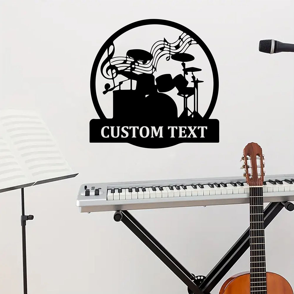 Musical Instrument Name - วอลเปเปอร์ติดผนังลายเครื่องดนตรีสร้างสรรค์ 1 ชิ้น ปรับแต่งชื่อได้ วัสดุไวนิลแบบมีกาวในตัว สำหรับตกแต่งห้องนอน