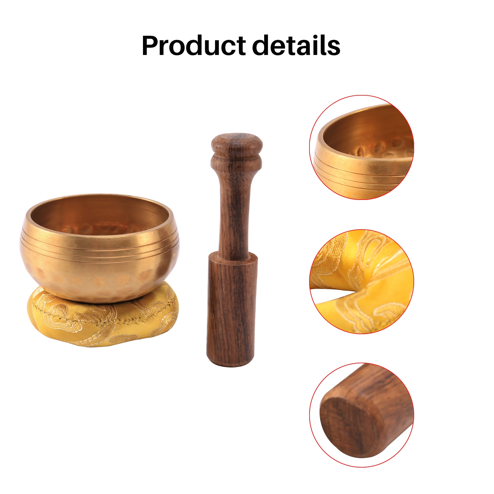 Tibetan Singing Bowl - ABYM 3.2 นิ้วทิเบตร้องเพลงชาม Zen สมาธิโยคะสมาธิชามไม้เบาะ